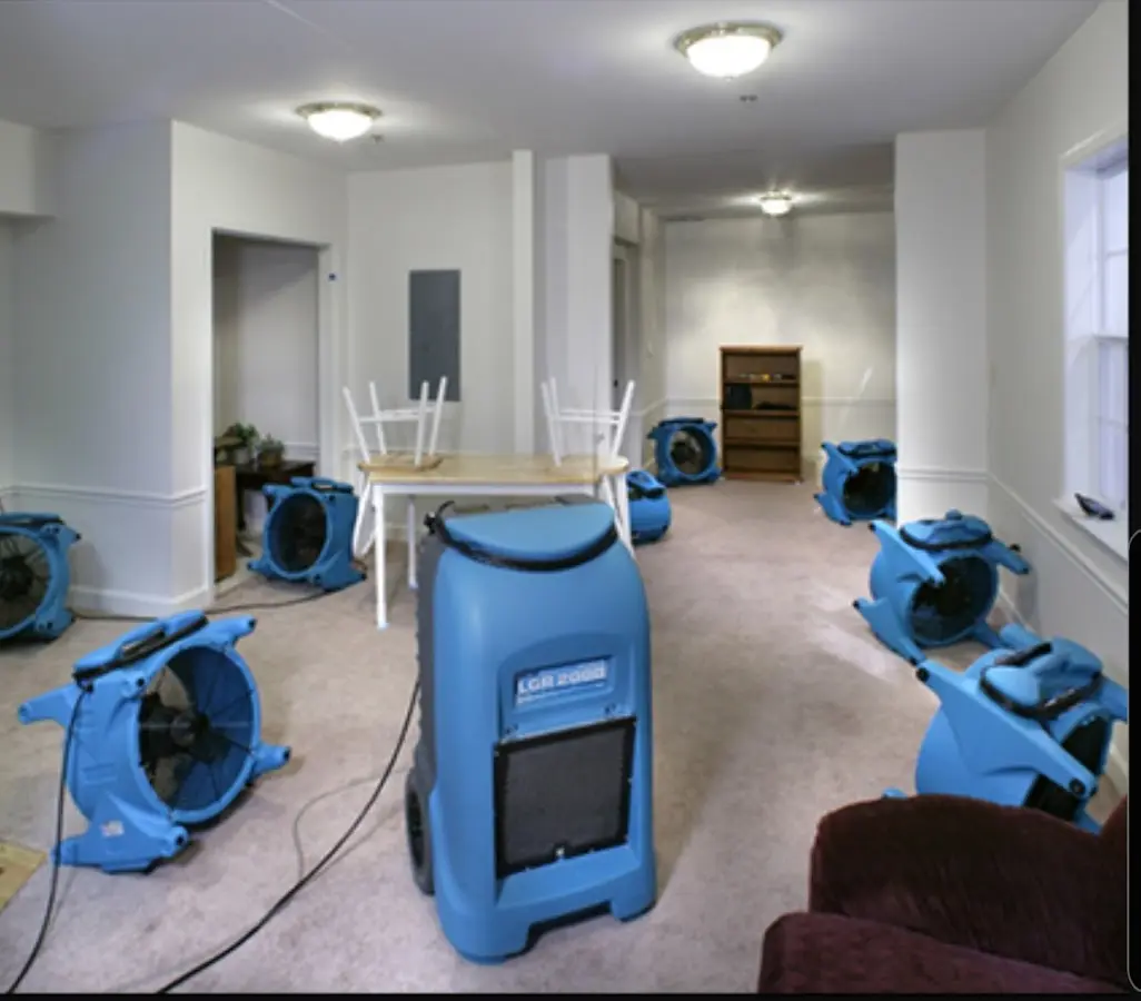 Air movers and dehumidifier setup for Water Extraction & Removal in Indianola